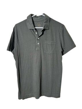 Billy Reid gray green slim fit garment dyed pocket polo shirt men's M